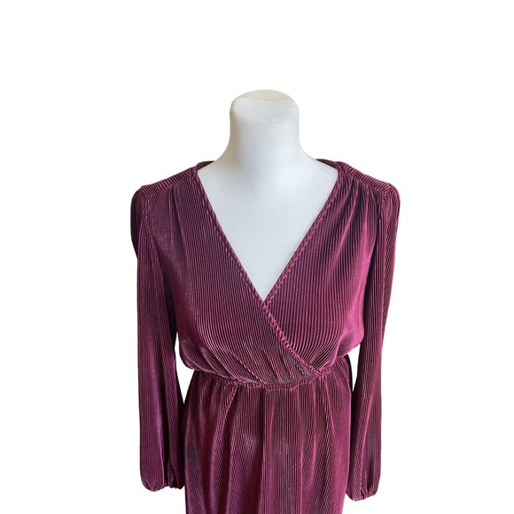 Baltic Born Venus Pleated Maxi Dress Burgundy Women’s Size Small Wedding Elegant - Picture 4 of 10